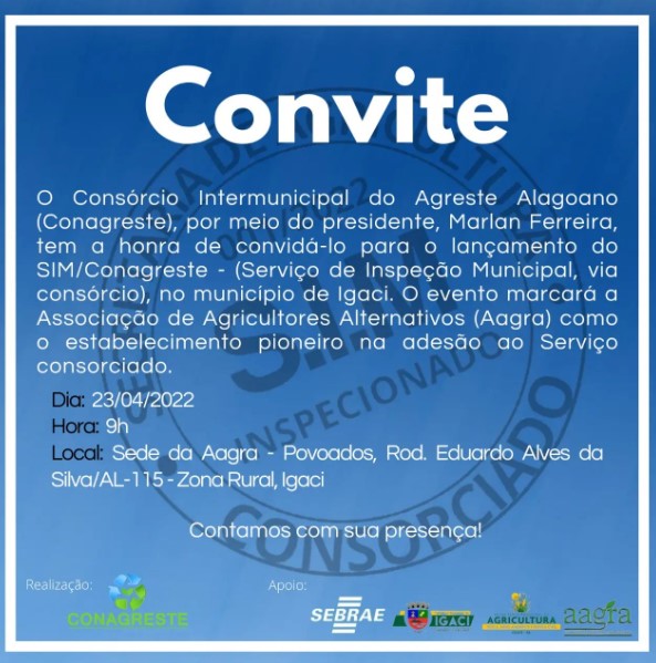 Conagreste lança, neste sábado (23), 1º Serviço de Inspeção Municipal via Consórcio de Alagoas